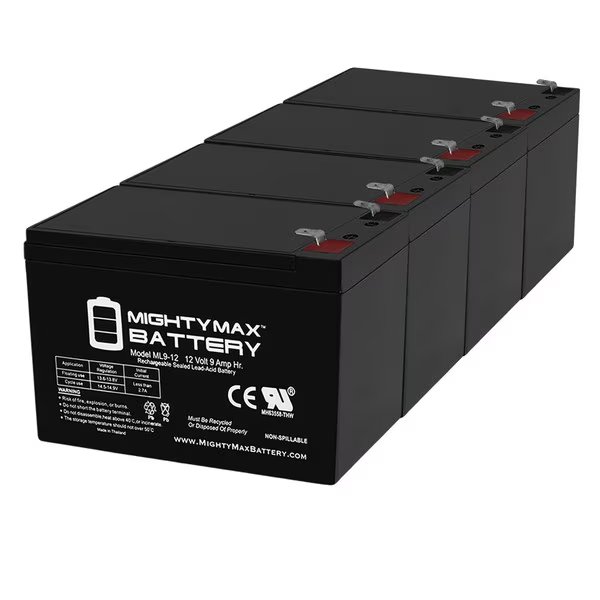 12V 9Ah SLA Battery for SES TEC 2 Telephone Entry System - 4 Pack, Mighty Max Battery, Mfr#: ML9-12MP4915112930